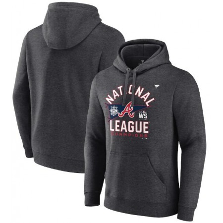 Men's Atlanta Braves 2021 Heathered Charcoal National League Champions Locker Room Pullover Hoodie