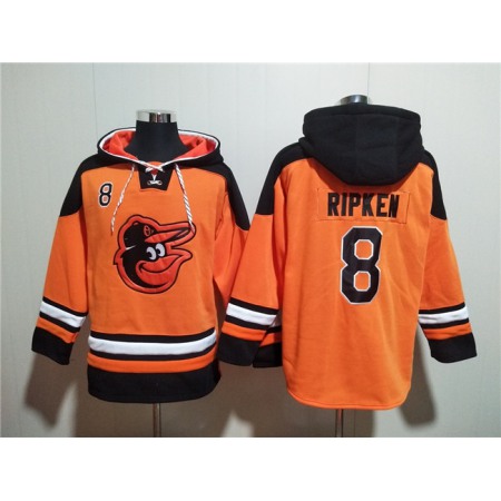 Men's Baltimore Orioles #8 Cal Ripken Jr. Orange Ageless Must-Have Lace-Up Pullover Hoodie