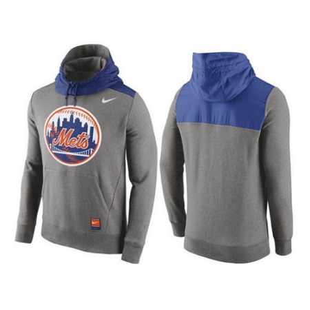 Men's New York Mets Nike Gray Cooperstown Collection Hybrid Pullover Hoodie
