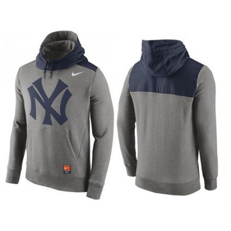 Men's New York Yankees Nike Gray Cooperstown Collection Hybrid Pullover Hoodie_1