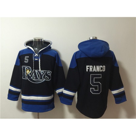 Men's Tampa Bay Rays #5 Wander Franco Black/Blue Lace-Up Pullover Hoodie