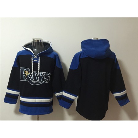 Men's Tampa Bay Rays Blank Black/Blue Lace-Up Pullover Hoodie