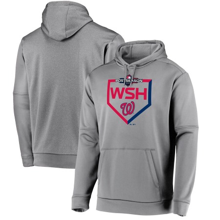 Men's Washington Nationals Grey 2019 Postseason Dugout Pullover Hoodie