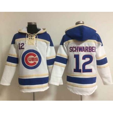 Cubs #12 Kyle Schwarber White Sawyer Hooded Sweatshirt MLB Hoodie