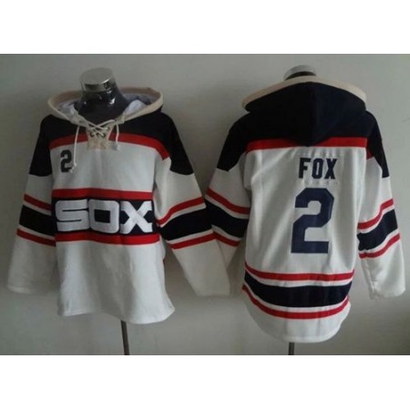 White Sox #2 Nellie Fox White Sawyer Hooded Sweatshirt Alternate Home MLB Hoodie