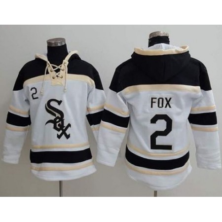 White Sox #2 Nellie Fox White Sawyer Hooded Sweatshirt MLB Hoodie