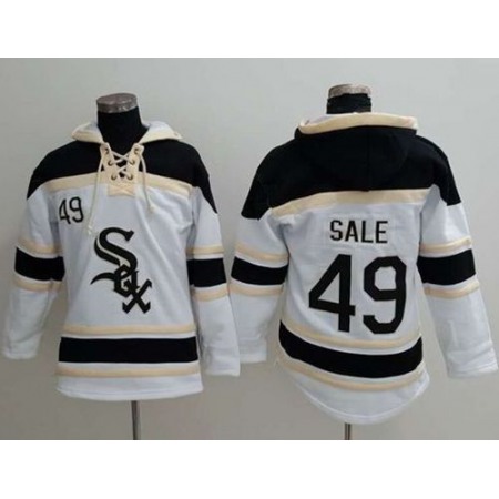 White Sox #49 Chris Sale White Sawyer Hooded Sweatshirt MLB Hoodie