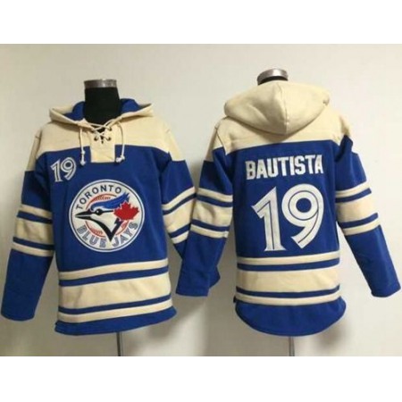 Blue Jays #19 Jose Bautista Blue Sawyer Hooded Sweatshirt MLB Hoodie