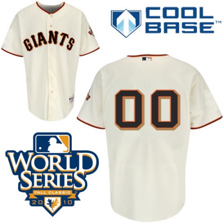 Giants Customized Authentic Cream Cool Base MLB Jersey w/2010 World Series Patch