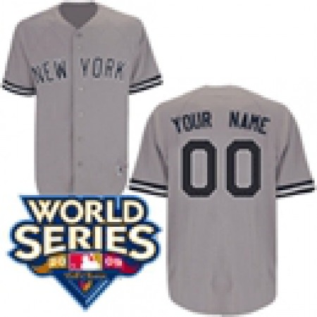 Yankees Personalized Authentic Grey w/2009 World Series Patch MLB Jersey