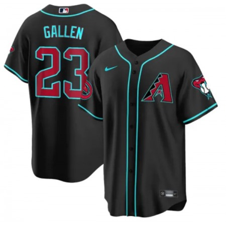 Men's Arizona Diamondbacks #23 Zac Gallen 2023/24 Black Cool Base Stitched Baseball Jersey