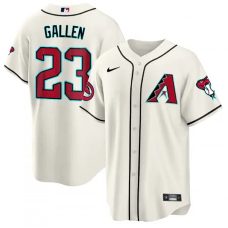 Men's Arizona Diamondbacks #23 Zac Gallen 2023/24 Cream Cool Base Stitched Baseball Jersey