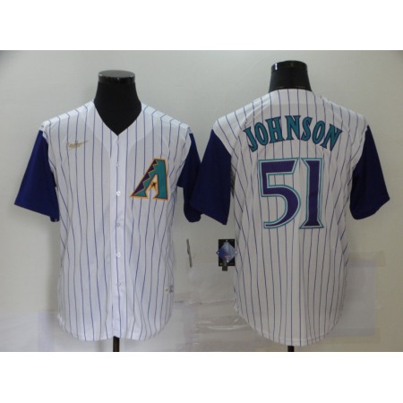 Men's Arizona Diamondbacks #51 Randy Johnson White Throwback Cool Base Stitched Jersey