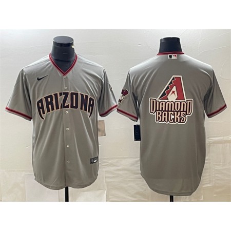 Men's Arizona Diamondbacks Grey Team Big Logo Cool Base Stitched Baseball Jersey