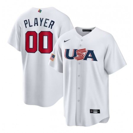 Men's USA Baseball ACTIVE PLAYER Custom White World Baseball Classic Stitched Jersey