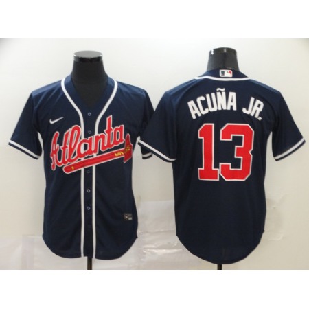 Men's Atlanta Braves #13 Ronald Acuna Jr 2020 Navy Cool Base Stitched MLB Jersey
