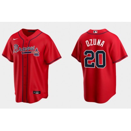 Men's Atlanta Braves #20 Marcell Ozuna Red Cool Base Stitched Jersey