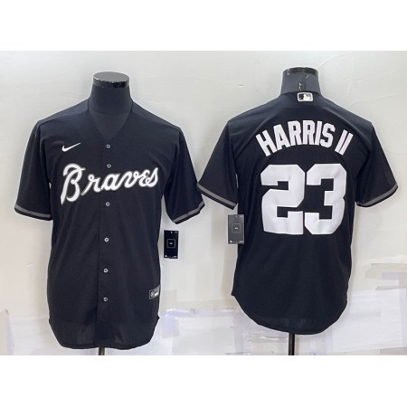 Men's Atlanta Braves #23 Michael Harris ii Black Cool Base Stitched Baseball Jersey