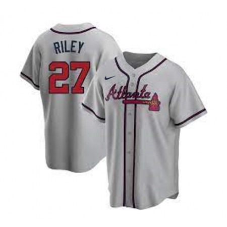 Men's Atlanta Braves #27 Austin Riley Grey Cool Base Stitched Jersey