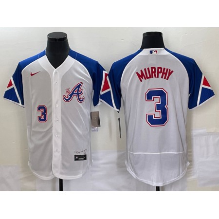 Men's Atlanta Braves #3 Dale Murphy White 2023 City Connect Flex Base Stitched Jersey