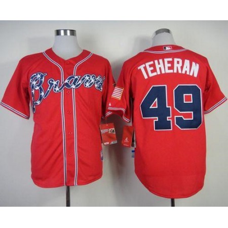 Braves #49 Julio Teheran Red Cool Base Stitched MLB Jersey