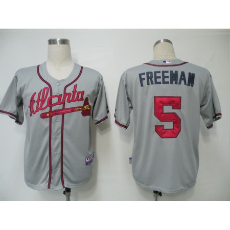 Braves #5 Freddie Freeman Grey Cool Base Stitched MLB Jersey