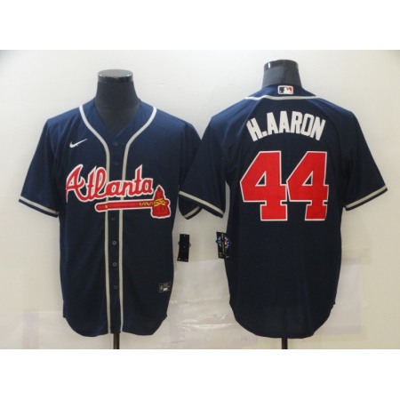 Men's Atlanta Braves #44 Hank Aaron Navy Stitched MLB Jersey