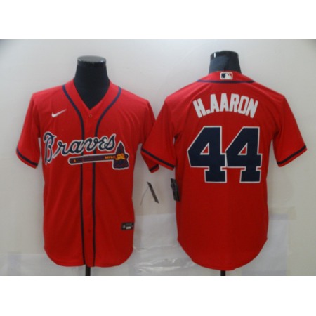 Men's Atlanta Braves #44 Hank Aaron Red Stitched MLB Jersey