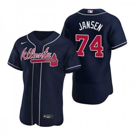 Men's Atlanta Braves #74 Kenley Jansen Navy Flex Base Stitched Baseball Jersey