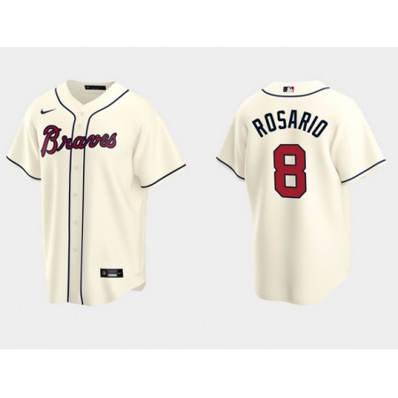 Men's Atlanta Braves #8 Eddie Rosario Cream Cool Base Stitched Jersey