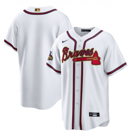 Men's Atlanta Braves Blank 2022 White/Gold World Series Champions Program Cool Base Stitched Baseball Jersey