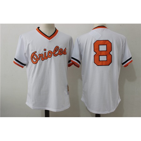 Men's Baltimore Orioles #8 Cal Ripken Jr. Mitchell & Ness White 1985 Authentic Cooperstown Collection Batting Practice Stitched MLB Jersey