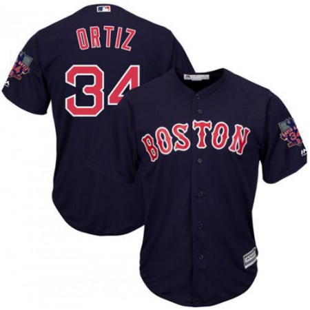 Red Sox #34 David Ortiz Navy Blue New Cool Base with Retirement Patch Stitched MLB Jersey