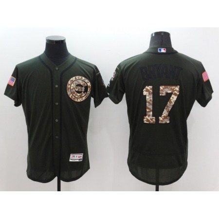 Men's Chicago Cubs #17 Kris Bryant Green Salute To Service Flex Base Stitched Jersey