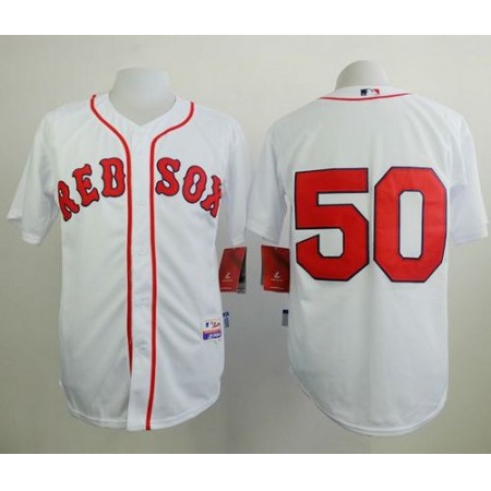 Red Sox #50 Mookie Betts White Cool Base Stitched MLB Jersey