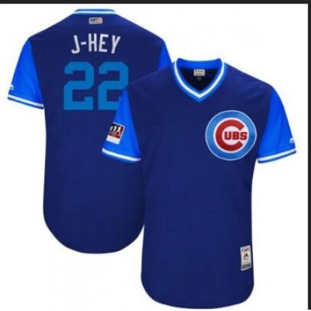 Men's Chicago Cubs #22 Jason Heyward Majestic Royal/Light Blue 2018 Players' Weekend Authentic Stitched MLB Jersey