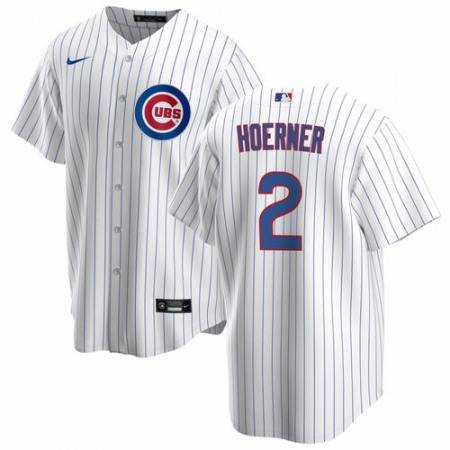 Men's Chicago Cubs #2 Nino Hoerner White Cool Base Stitched Baseball Jersey