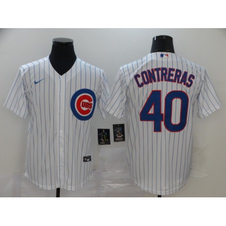 Men's Chicago Cubs #40 Willson Contreras White Cool Base Stitched MLB Jersey