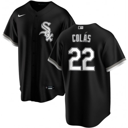 Men's Chicago White Sox #22 Oscar Colas Black Cool Base Stitched Jersey