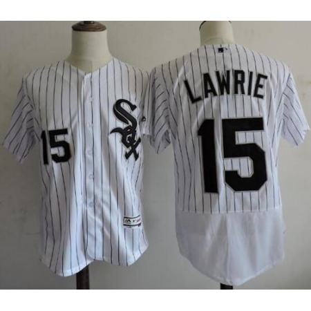 White Sox #15 Brett Lawrie White(Black Strip) Flexbase Authentic Collection Stitched MLB Jersey