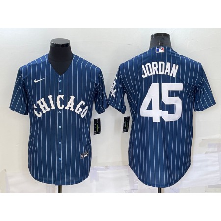 Men's Chicago White Sox #45 Michael Jordan Navy Cool Base Stitched Jersey