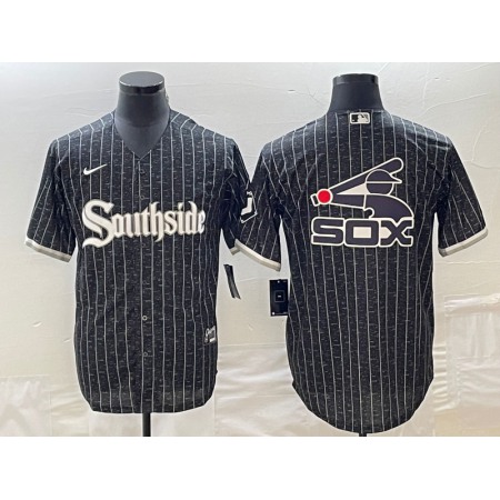 Men's Chicago White Sox Black Team Big Logo Cool Base Stitched Jersey