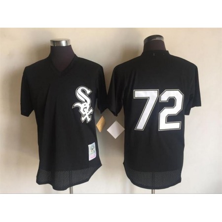 Men's White Sox #72 Carlton Fisk Mitchell And Ness Black 1993 Throwback Stitched MLB Jersey