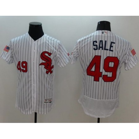 White Sox #49 Chris Sale White(Black Strip) Fashion Stars & Stripes Flexbase Authentic Stitched MLB Jersey