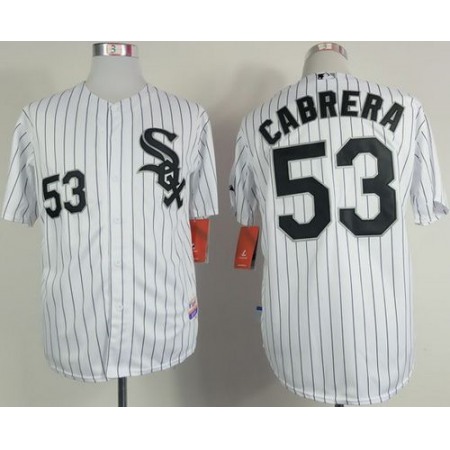 White Sox #53 Melky Cabrera White Black Strip Stitched MLB Jersey