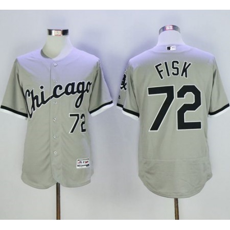 White Sox #72 Carlton Fisk Grey Flexbase Authentic Collection Stitched MLB Jersey