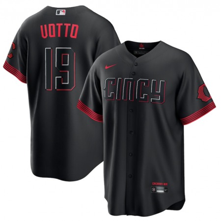 Men's Cincinnati Reds #19 Joey Votto 2023 City Connect Cool Base Stitched Baseball Jersey