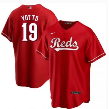 Men's Cincinnati Reds #19 Joey Votto Red Cool Base Stitched Baseball Jersey