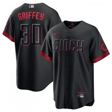 Men's Cincinnati Reds #30 Ken Griffey Jr. Black 2023 City Connect Stitched Jersey