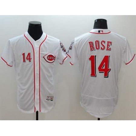 Reds #14 Pete Rose White Flexbase Authentic Collection Stitched MLB Jersey